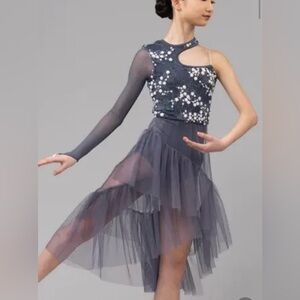 Elegant dusty blue dance costume